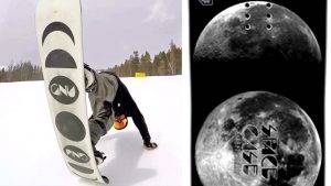 base of GNU snowboard and also moon image
