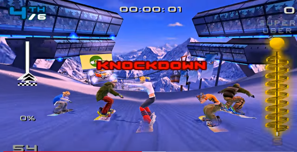 ssx snowboarding video game bordercross knockdown
