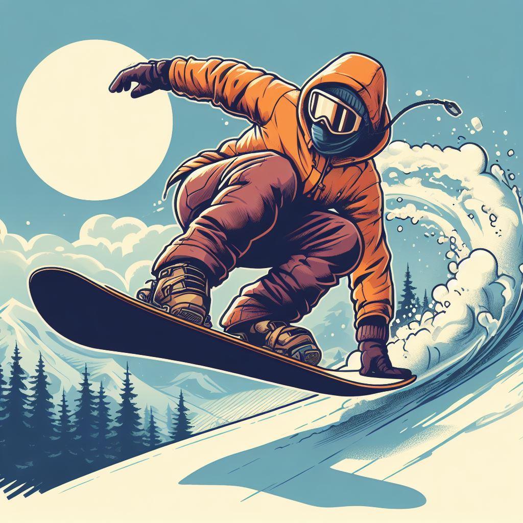 Tailgrab on a snowboard - cartoon style